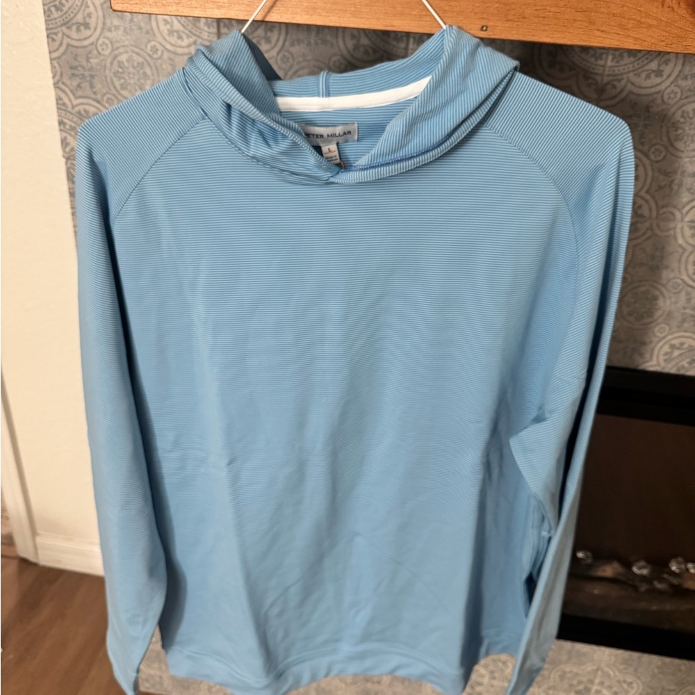 NWT Peter Millar Sky Blue Striped Hoodie